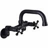 741663653751 Gotonovo Wall Mount Kitchen Faucet Matte Black Double