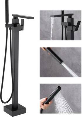 Algrts 00001989 Hdfb002 Faucets Matte Black Free Standing Tub Faucet Floor Mount Bathroom Fi