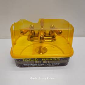 Bel-air Ks4467bpl Bel-air Solid Brass Bathroom Sink Faucet Gold Wood Handles Pop-up Drain Nos Vtg