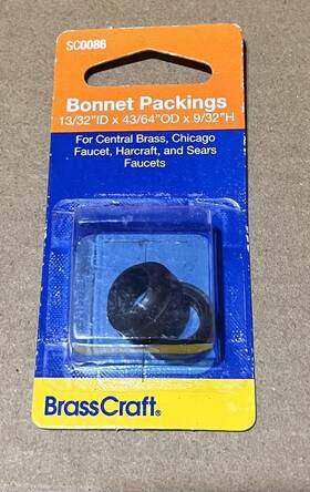 Brasscraft Sc0086 Brass Craft 13/32 Inch Id X 43/64 Od Bonnet Packings