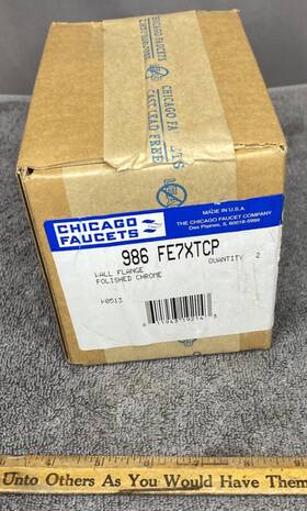 Chicago Faucets 986-fe7xtcp 2 Faucet Wall Flange With Serrated Hose Nozzle Nib Nos