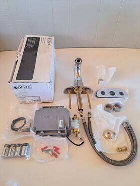 Delta 591tp1250 Chrome Commercial Touchless Faucet Proximity Handsfree Battery