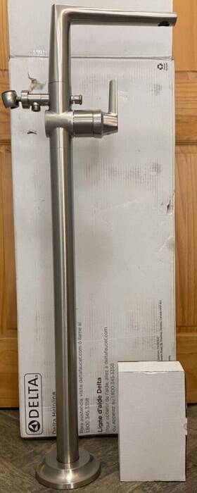 Delta T4771-ss-pr-fl Galeon Floor Mounted Tub Filler -t4771-ss-pr-fl - Lumicoat Stainless Finis