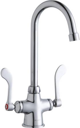 Elkay Lk500gn05t4 Chrome 1.5 Gpm Deck Mounted Double Handle Utility Faucet