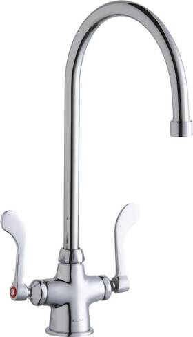 Elkay Lk500gn08t4 Chrome 1.5 Gpm Deck Mounted Double Handle Utility Faucet