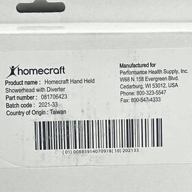 081706423 Homecraft Hand Held Showerhead With Diverter Valve - 081706423 Homecraft Hand Held Showerhead With Diverter Valve -