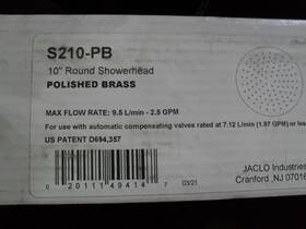 Jaclo S210-pb 10 Inch Round Showerhead 2.5gpm Polished Brass