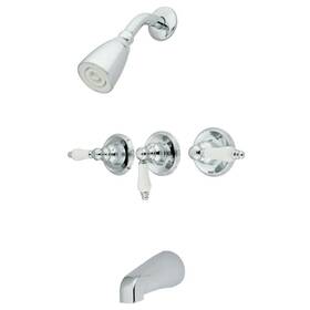 Kingston Brass Kb231pl Tub And Shower Faucet With 3-porcelain Lever Handle
