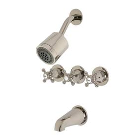 Pkbx8138bx Kingston Brass Metropolitan Three-handle Tub And Shower Faucet Olished Nickel