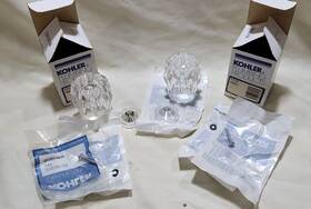 43146 Kohler Pair 2 Of Clear Acrylic Faucet Handles With Screws And Washers Nos
