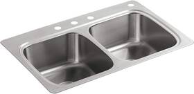 Kohler 5267-4-na Top-mount Double-equal Bowl Kitchen Sink With 4 Faucet Holes