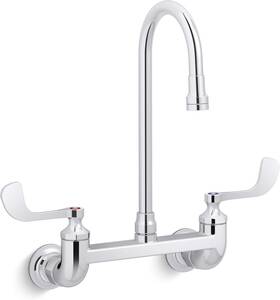 Kohler K-820t70-5afa-cp Triton Bowe Wall Mount Sink Faucet With Gooseneck Spout And Wristblade Handles
