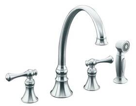Kohler K-r16109-4a-g Revival Double Handle Kitchen Faucet - Brushed Chrome