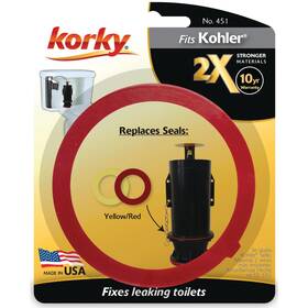 Korky 451bp 2x Long Life Toilet Flush Valve Seal Fits Kohler - Fixes Leaking Red