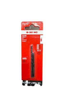 Milwaukee 49-57-5521 New 8-32 Nc Straight Flute Plug Tap And #29 Drill Bit