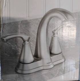 Moen Ws84876 Tiffin Bathroom Lavatory Faucet Chrome 2 Handle High Arc Brushed Nickel