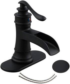No Hm-76556-b Black Bathroom Faucet Matte Waterfall Sink Farmhouse Vanity Single Hole Faucets