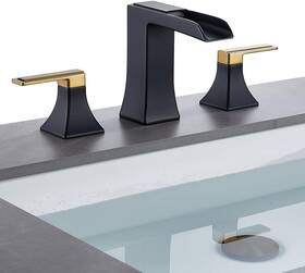 Sanliv-28336bg No Widespread Bathroom Faucet 3 Hole Black And Gold Waterfall Sink Sanliv-28336bg No Widespread Bathroom Faucet 3 Hole Black And Gold Waterfall Sink