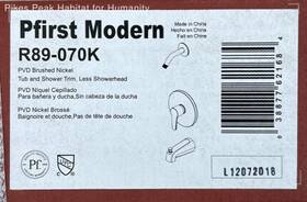 Pfister 038877621684 Tub And Shower Trim Brushed Nickel Mpn R89-070k