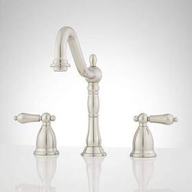 394341 Signature Hardware Victorian Widespread Bathroom Faucet Lever Handles - Brushed Nickel 394341 Signature Hardware Victorian Widespread Bathroom Faucet Lever Handles - Brushed Nickel