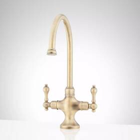 Sh349004agbr Signature Hardware Sh449725cp Gooseneck Style Bar Faucet With Metal Lever Handles