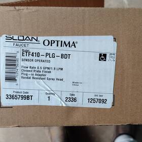 Sloan 3365799bt Optima Etf410-plg-bdt Sensor Faucet Chrome Plate Touchless Plug-in