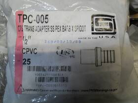 Spears Tpc-005 Cts Transition Adapter Ss Pex Barb X Spigot 1/2 Inch X25