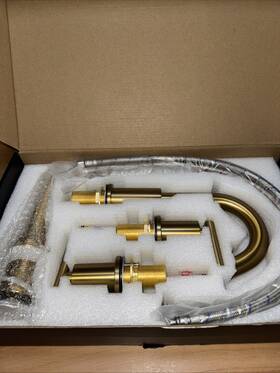 Trustmi 12-056tg Brushed Brass Gold Bathroom Faucet 3 Hole 8 Inch New