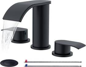 Zhuotai Djs-mp-3jt-b-pb-c Faucet Matte Black Waterfall Bathroom Sink Metal Pop-up Drain Plug