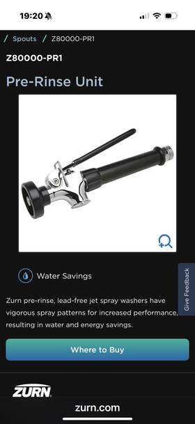 Z80000-pr1 Zurn Z8000pr1 Aquaspec Faucet Self-closing Pre-rinse Valve Z80000-pr1 Zurn Z8000pr1 Aquaspec Faucet Self-closing Pre-rinse Valve