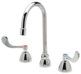 Zurn Z831b4-xl-ict Widespread Faucet With 5-3/8 Inch Gooseneck And 4 Wrist Blade