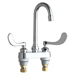 Chicago 895-317E35ABCP Gooseneck Bar Faucet, Manual, 4" Mount, 2 Hole. Fixed Price $233.99.