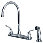 Two Handle High Arc Kitchen Sink Faucet With Side Sprayer Chrome Finish. Fixed Price $49.95.