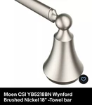 Moen Csi YB5218BN Wynford Brushed Nickel 18" -towel Bar-p. Fixed Price $49.50.