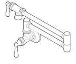 Moen S664BG Traditional Double Handle Wall Mount Kitchen Pot Filler, Brushed Gol. Fixed Price $735.00.