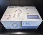 Moen Mikah 84312SRN Brushed Nickel High Arc Handle Widespread Bathroom Faucet. Fixed Price $97.50.