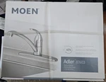 New Moen Adler Chrome One-handle Kitchen Faucet Model # 87603. Fixed Price $80.00.