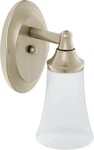 Moen Eva One Globe Bath Light, Brushed Nickel, Frosted Glass. Fixed Price $79.00.