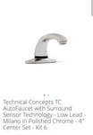 Technical Concepts Tc Autofaucet With Surround Sensor Technology - Milano Chrome. Fixed Price $50.00.
