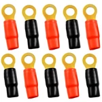1/0 Gauge 1/2" Ring Terminals Gold Plated Crimp Cable Red Black Boots 10 Pack. Fixed Price $11.95.