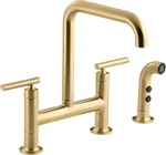 Kohler Purist 1.5 Gpm Bridge Faucet -K-7548-4-2MB Vibrant Brushed Moderne Brass. Fixed Price $789.95.