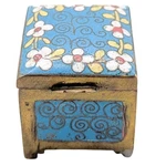 Vtg Chinese Cloisonne Enamel Stamp Box Holder Brass Floral. Fixed Price $40.00.