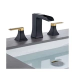 Widespread Bathroom Faucet 3 Hole, Black And Gold Waterfall Sink Fau.... Fixed Price $122.90.