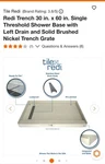 Tile Redi 30X60 Beige Pvc Shower Base Left Drain Single Threshold W/ Grate. Fixed Price $180.00.