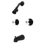 Kingston Brass KB245PX Magellan Tub Shower Faucet Porcelain Cross Handles. Fixed Price $94.99.