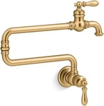 Kohler Artifacts Wall Mount Pot Filler Vibrant Moderne Brass K-99270-2MB 22IN. Fixed Price $1062.50.
