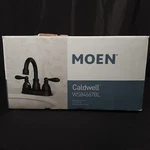 New Moen Caldwell WS84667BL 4" Black Centerset Bathroom Faucet Lift Rod Drain. Fixed Price $94.95.