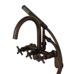 Kingston Brass Concord Triple Handle Wall Mounted Tub Faucet With Handshower. Fixed Price $420.00.