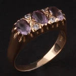 J Rgen Larsen Gold Ring With Amethyst / Diamonds. Made Denmark.. Fixed Price $798.00.