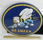 United States Military Naval Seabees Wooden Wall Plaque Construction Battalions. Fixed Price $52.95.